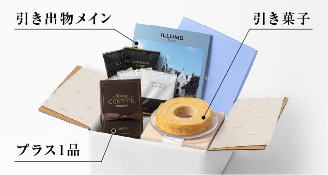 引き出物3品がセットされた写真